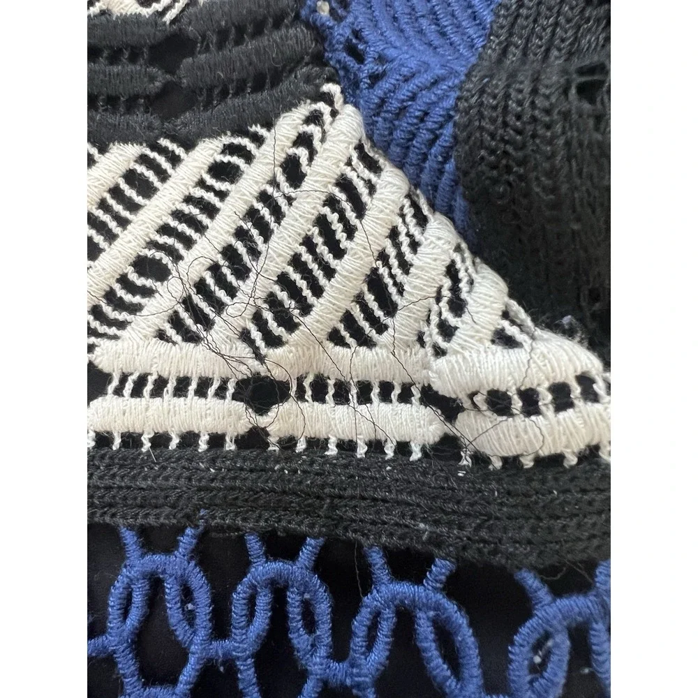 Sea New York crochet dress size 10 Black/Blue/Green Contemporary Scalloped Hem - Picture 7 of 11